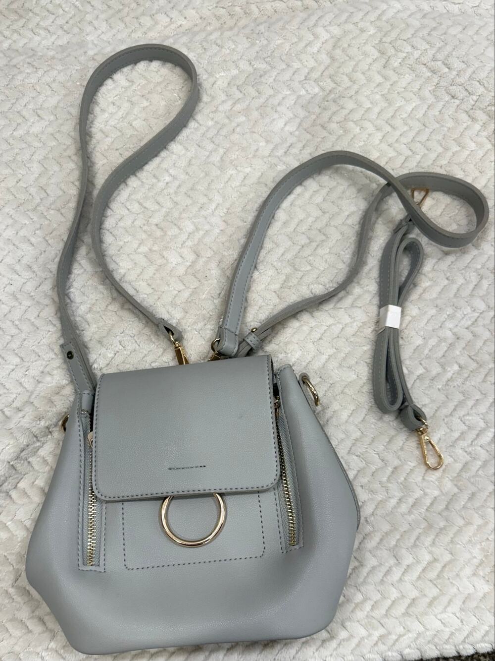 MINISO Gray Convertible Mini Backpack Crossbody Bag